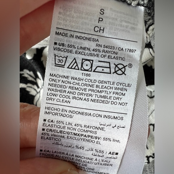 NWT Old Navy Floral Black & White Midi Euro Summer Dress Linen Fit & Flare Small - Picture 7 of 13